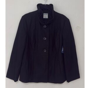 Old Navy Womens Black Wool Blend Funnel Neck Peacoat Jacket XL